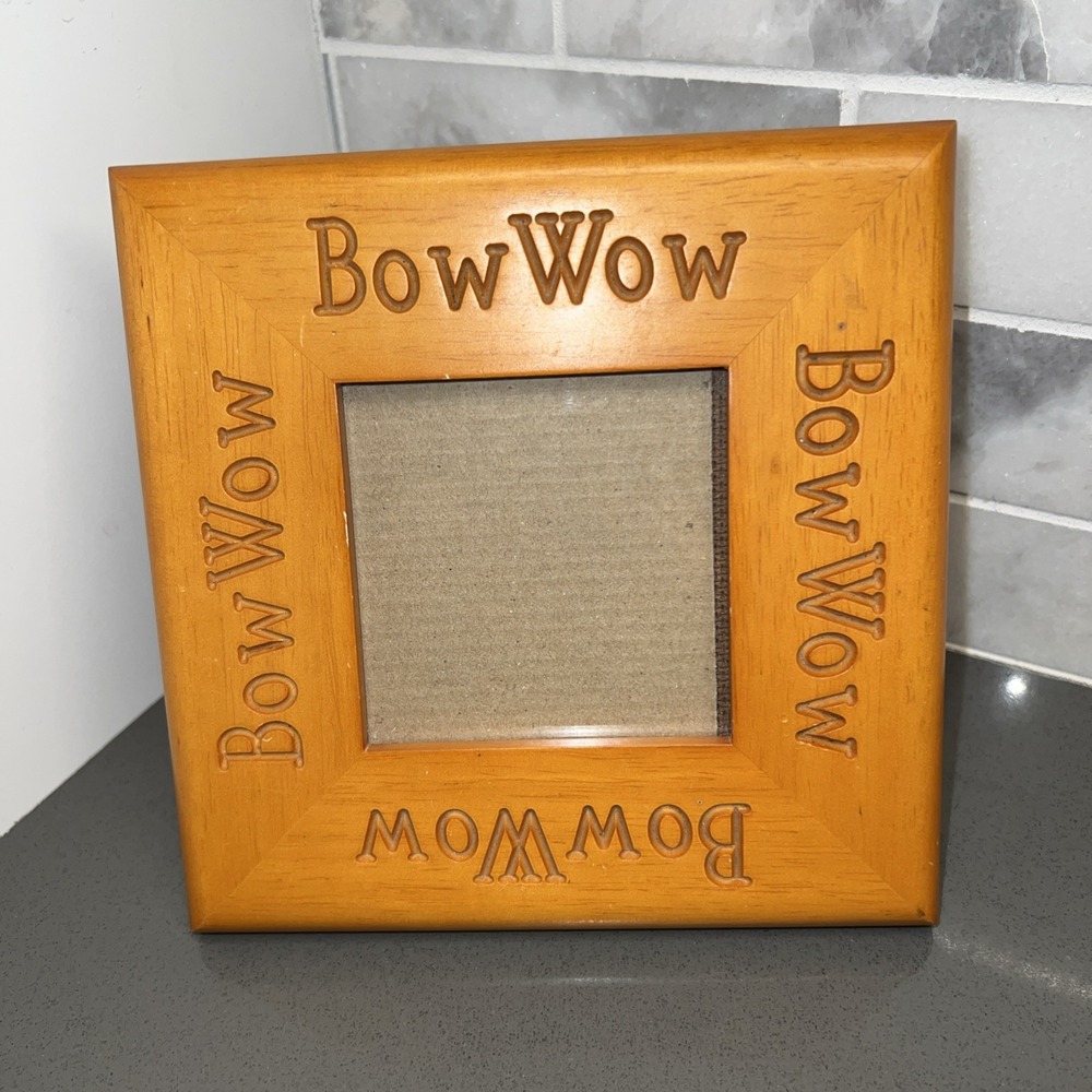 Vintage 1995 Bow Wow dog wooden frame by Fetco Handcrafted In Thailand